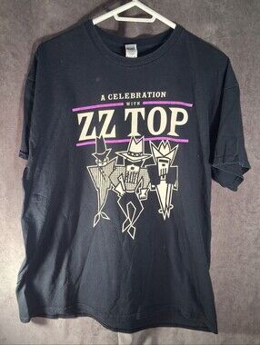 A Celebration With ZZ Top Black Graphic Band Canadian Tour Concert Tee G XL 2022